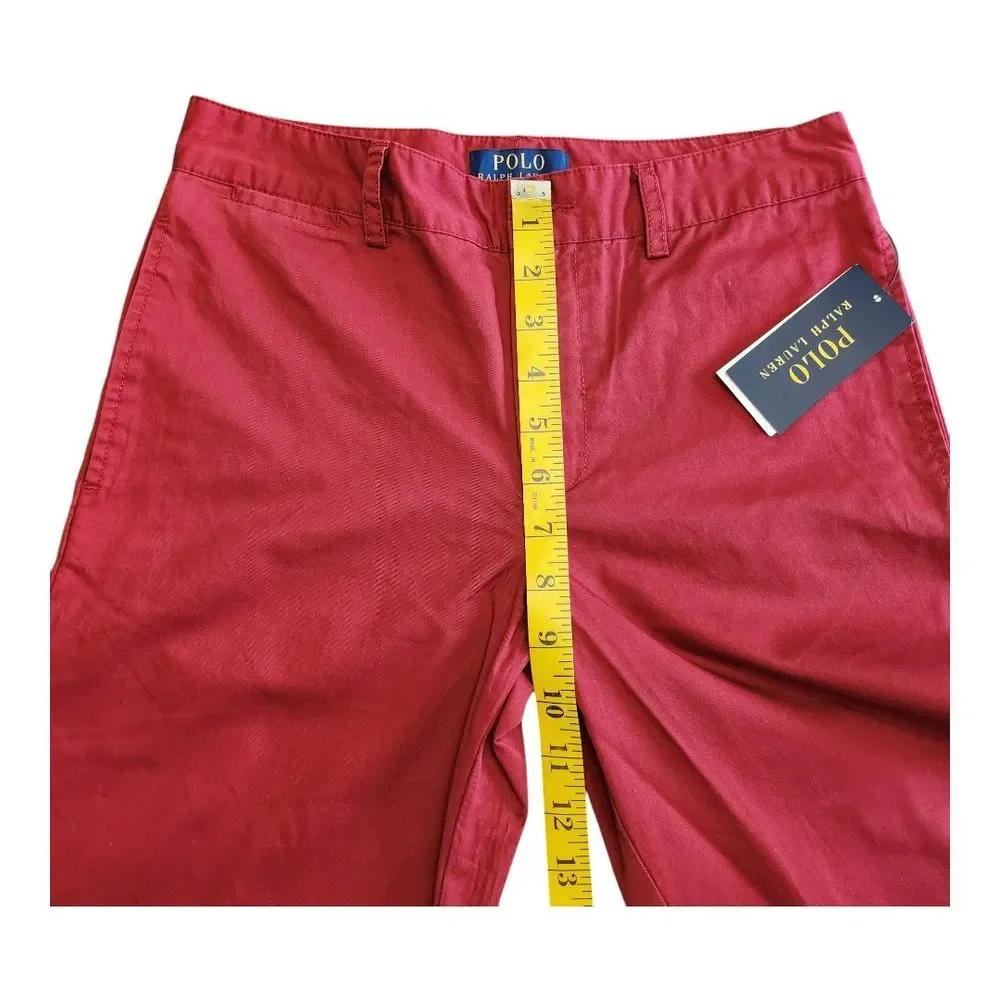 NWT‎ Polo Ralph Lauren Chino Pants Boys 14 Red Flat Front Slash Pocket Cotton